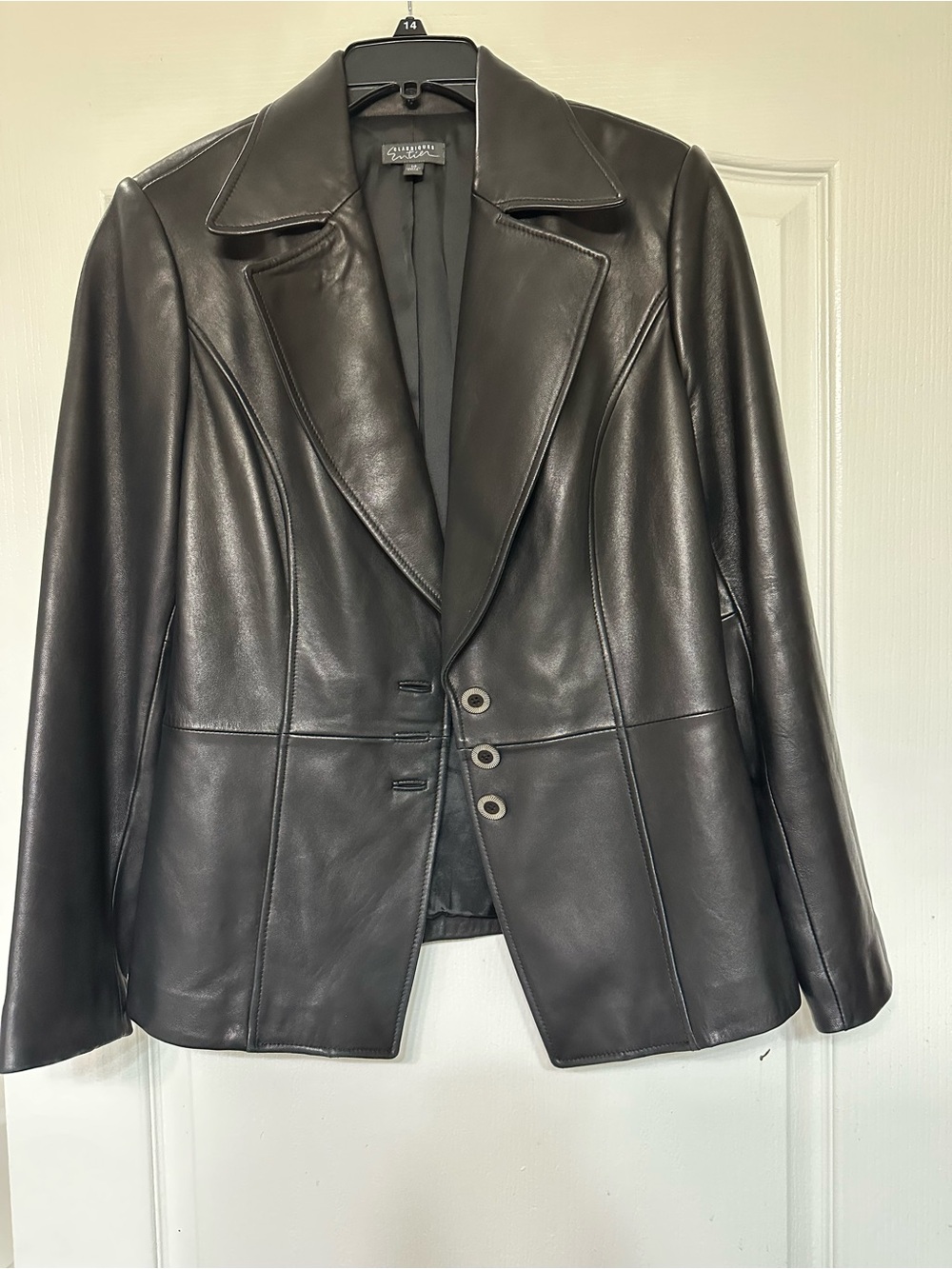 Classiques Entier Black Buttery Leather Lined Blazer Jacket 14 Nordstrom